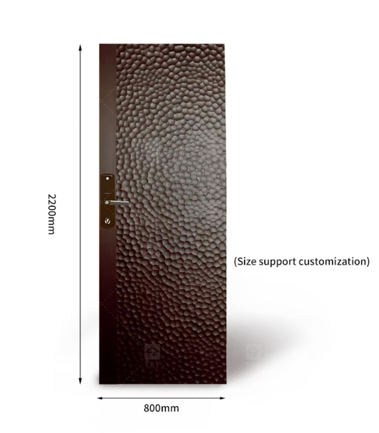 Modern Minimalist 3D Relief Solid Wood Waterproof Interior Door Narrow Frame Soundproof Bedroom Door for Bathroom Living Room