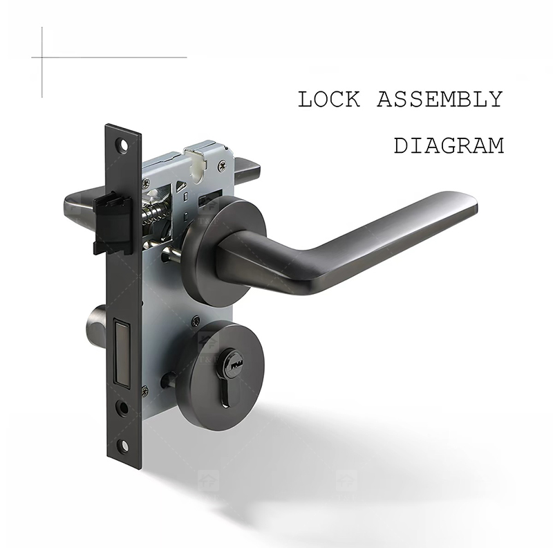 New Arrival Modern Matt Black 304 Stainless Steel Door Lever Handle for Bedroom Villa & Hotel Use with Comfortable Grip