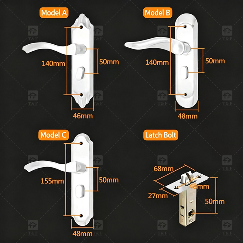 Modern Rustproof SUS304 Stainless Steel Hotel Interior Door Lock Set Silent Mechanism Wooden Lever Lock Multiple Available