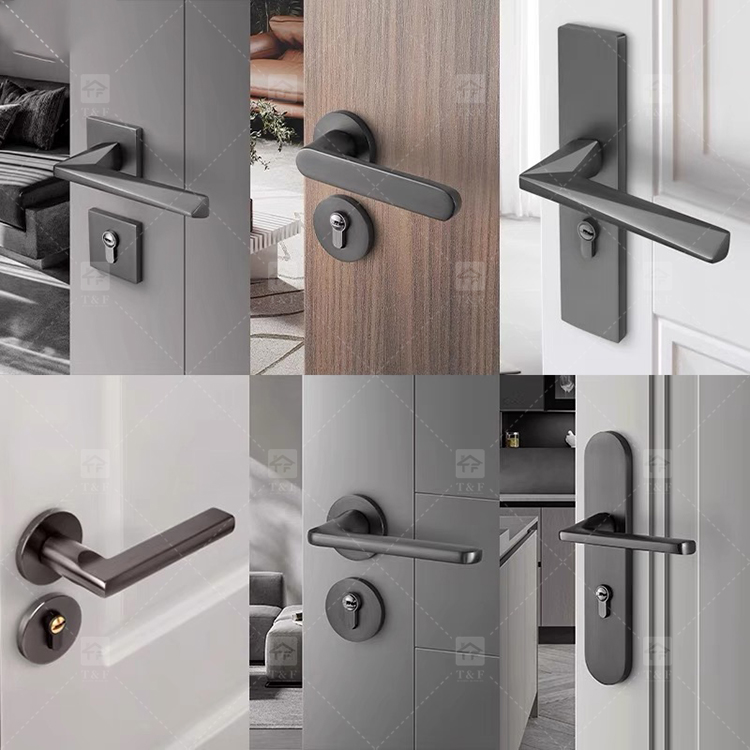 Interior Bathroom Bedroom Wood Handle Door Locks for Wooden Doors Modern Luxury Design Easy Installation Villa & Hotel Use