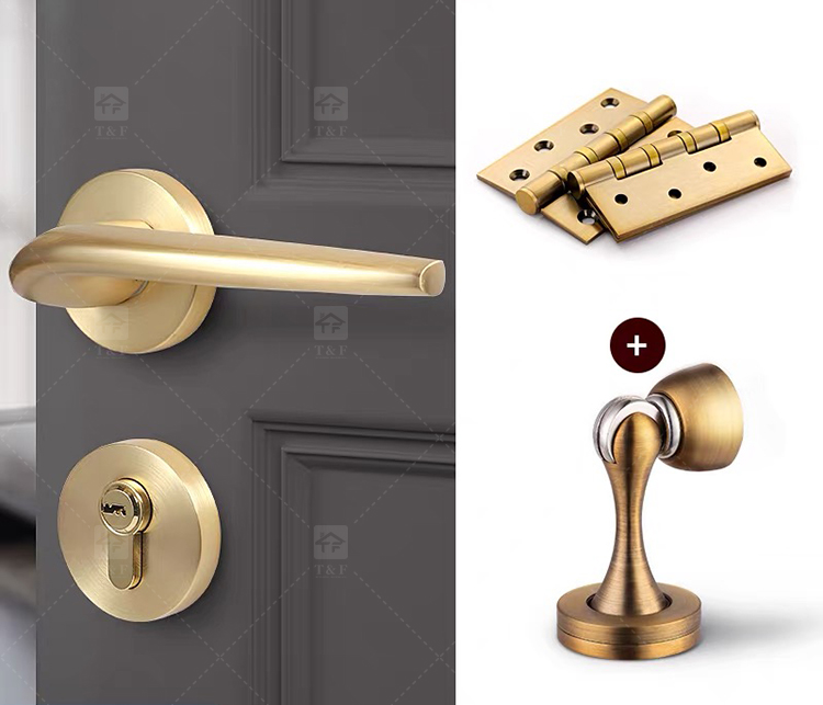 Premium Matte Gold Finish Door Lock Keyed Cylinder Modern Design for Hotels Apartments Durability Meets Style Easy