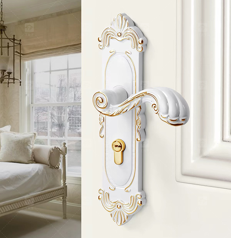 European Modern Interior Door Lock Ivory White Bedroom Door Handle Set Double Single Tongue Mechanism Easy Hotel Apartment