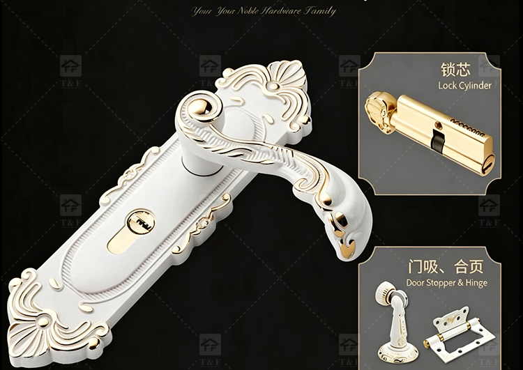 European Modern Interior Door Lock Ivory White Bedroom Door Handle Set Double Single Tongue Mechanism Easy Hotel Apartment