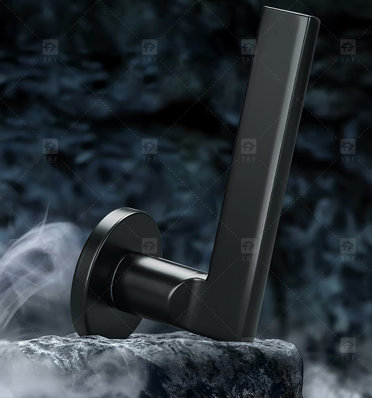 Matte Black Modern Minimalist Villa Door Handle Interior Wood Door Lever Lock Anti-Fingerprint Easy Clean Ambidextrous