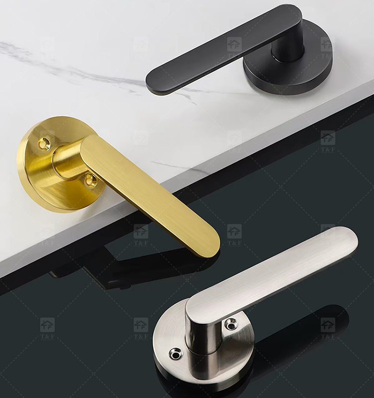 Matte Black Modern Minimalist Villa Door Handle Interior Wood Door Lever Lock Anti-Fingerprint Easy Clean Ambidextrous