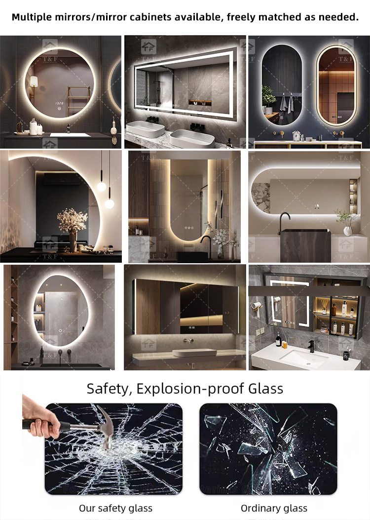 Modern Wall-Mounted Floating Bathroom Vanity with 3D Fluted Cabinet Front, Integrated Basin Sink and LED Half Moon Mirror