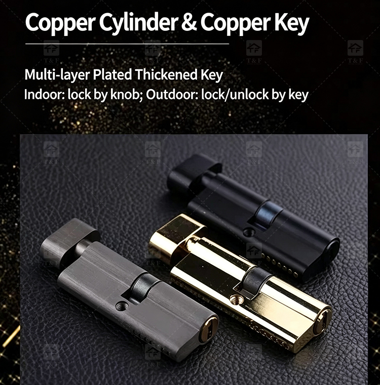 Simple Design Square Rose Interior Split Door Lock Matte Gunmetal Door Lever Handle Set With Key